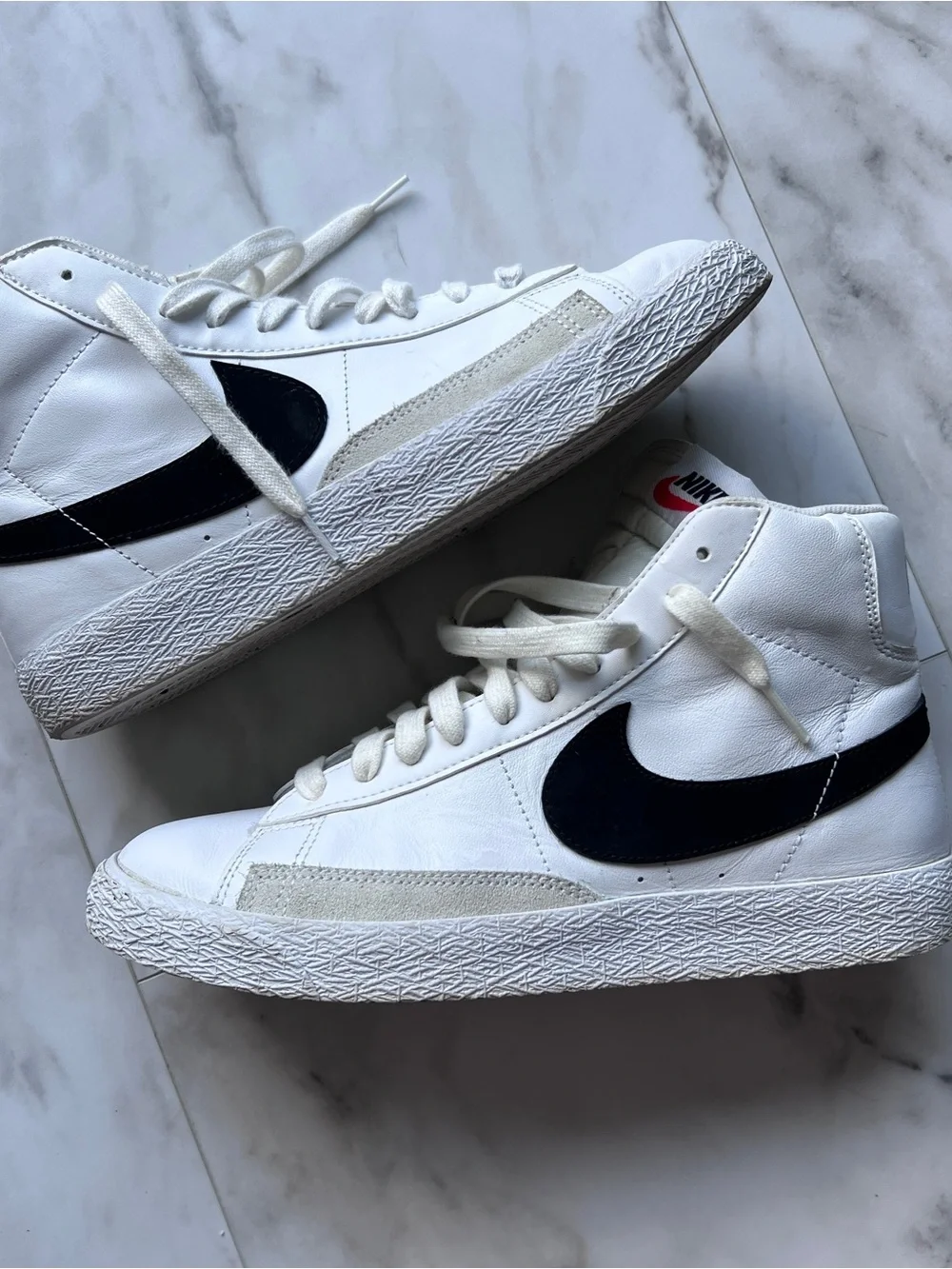 Nike Blazer mid -77  White High-Top Sneakers with Black Swoosh